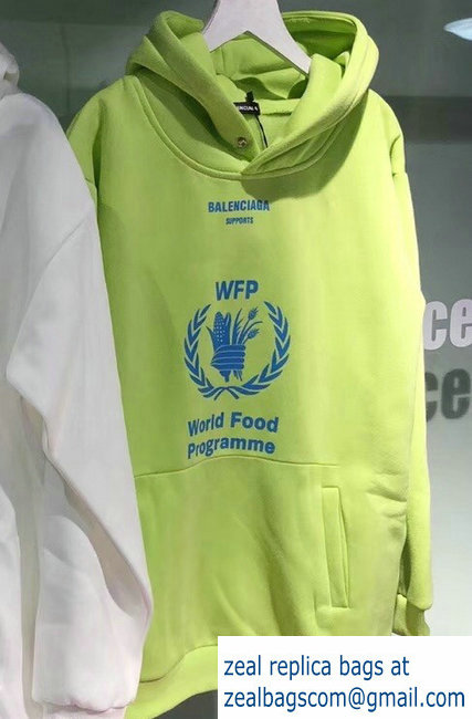 Balenciaga Supports World Food Programme Hoodie Sweater Fluo Yellow 2018 - Click Image to Close