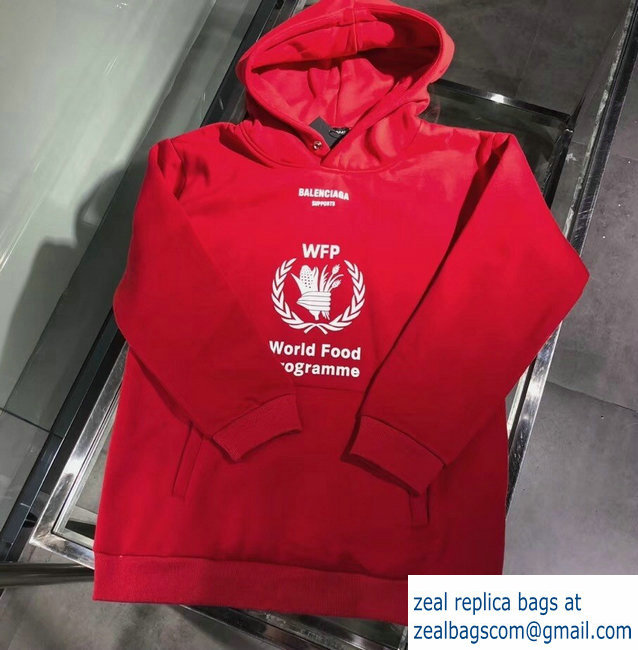 Balenciaga Supports World Food Programme Hoodie Sweater Red 2018 - Click Image to Close