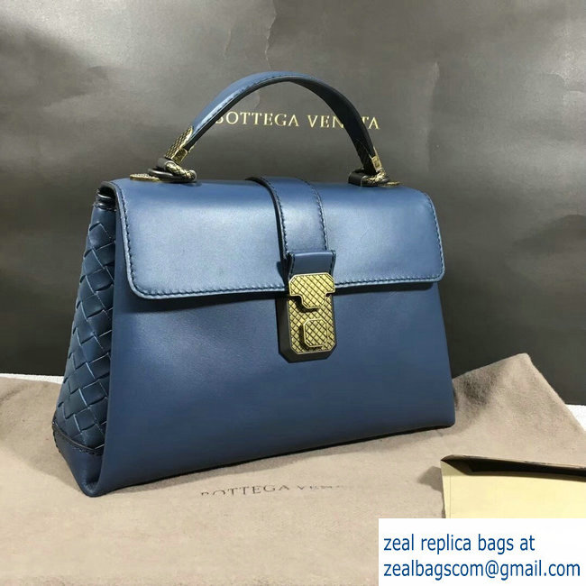 Bottega Veneta Calf Piazza Bag Blue 2018