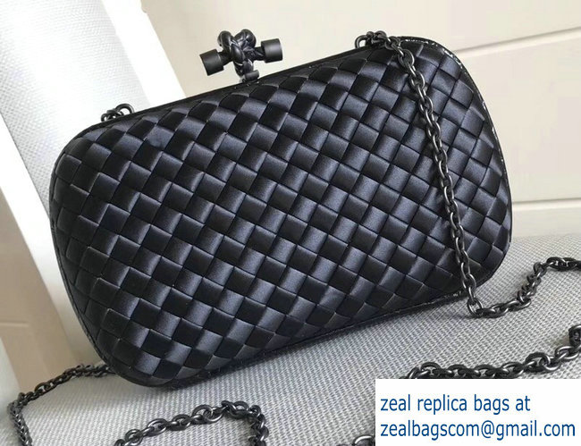 Bottega Veneta Intrecciato Chain Knot Clutch Bag Black 2018 - Click Image to Close