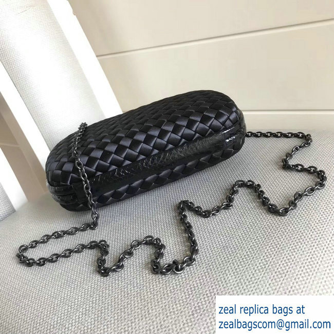 Bottega Veneta Intrecciato Chain Knot Clutch Bag Black 2018