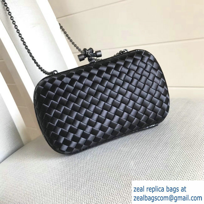 Bottega Veneta Intrecciato Chain Knot Clutch Bag Black 2018