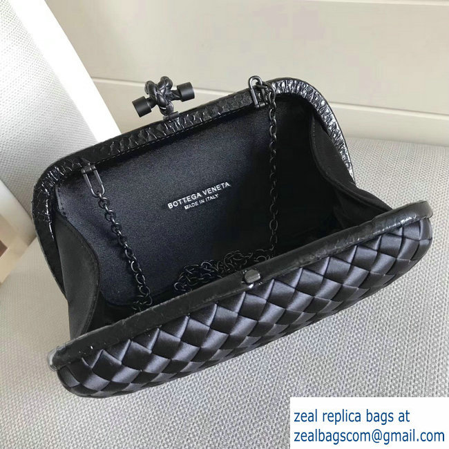 Bottega Veneta Intrecciato Chain Knot Clutch Bag Black 2018