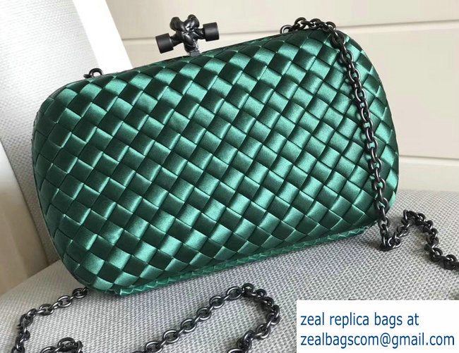 Bottega Veneta Intrecciato Chain Knot Clutch Bag Green 2018 - Click Image to Close