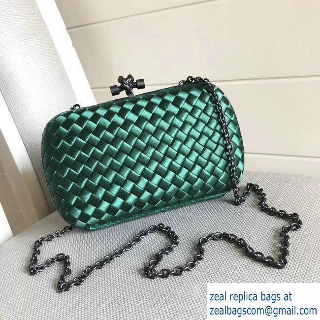 Bottega Veneta Intrecciato Chain Knot Clutch Bag Green 2018