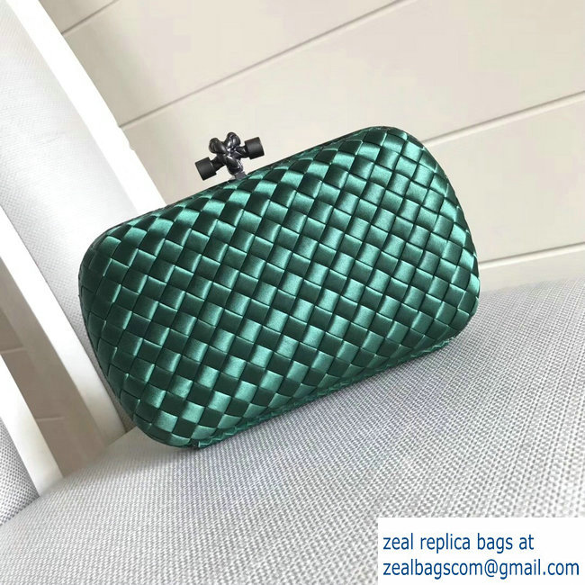 Bottega Veneta Intrecciato Chain Knot Clutch Bag Green 2018