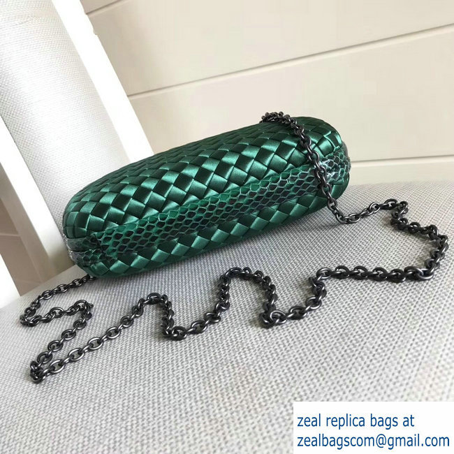 Bottega Veneta Intrecciato Chain Knot Clutch Bag Green 2018