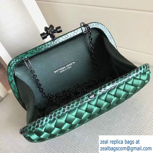 Bottega Veneta Intrecciato Chain Knot Clutch Bag Green 2018