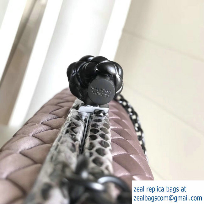 Bottega Veneta Intrecciato Chain Knot Clutch Bag Lilac 2018 - Click Image to Close