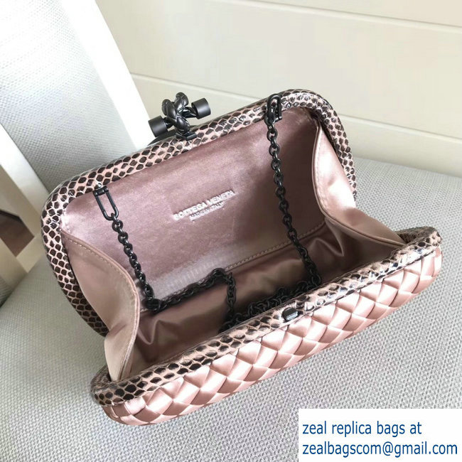 Bottega Veneta Intrecciato Chain Knot Clutch Bag Nude Pink 2018