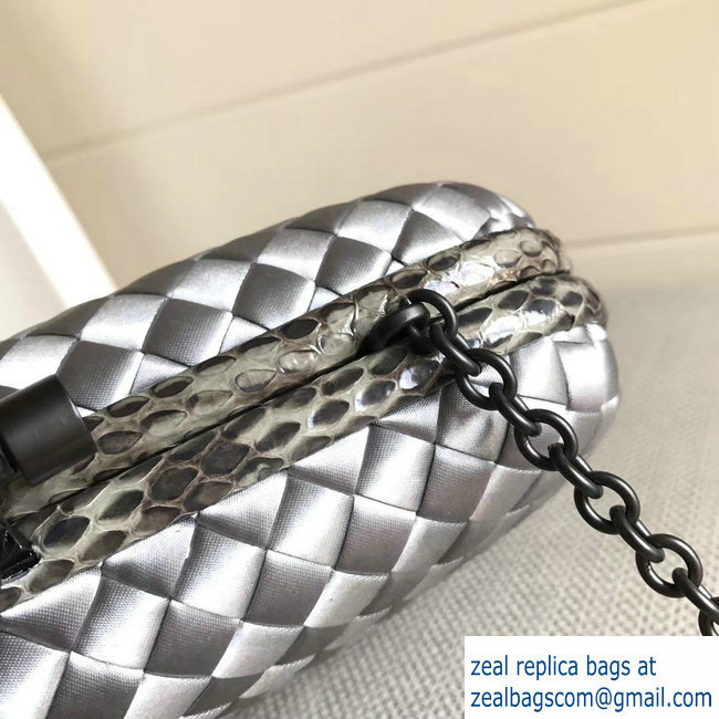 Bottega Veneta Intrecciato Chain Knot Clutch Bag Silver 2018