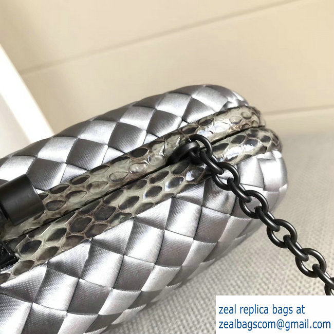 Bottega Veneta Intrecciato Chain Knot Clutch Bag Silver 2018 - Click Image to Close