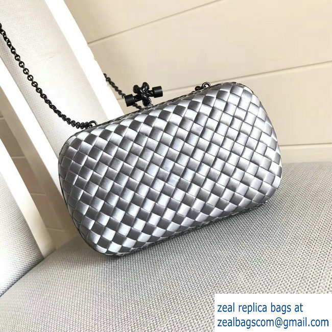 Bottega Veneta Intrecciato Chain Knot Clutch Bag Silver 2018 - Click Image to Close