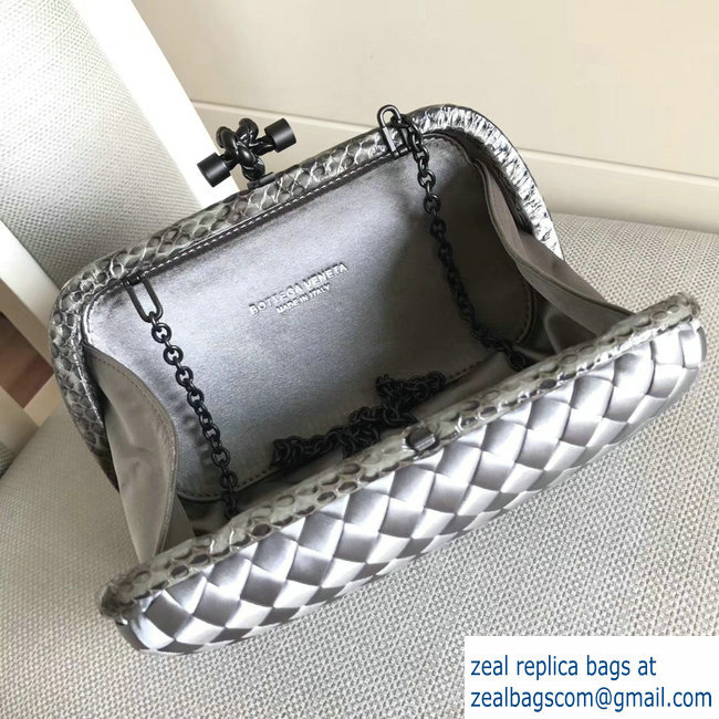 Bottega Veneta Intrecciato Chain Knot Clutch Bag Silver 2018