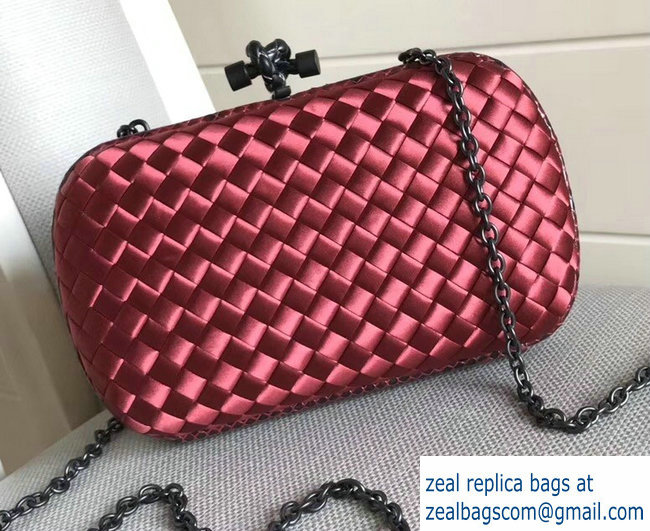 Bottega Veneta Intrecciato Chain Knot Clutch Bag red 2018 - Click Image to Close