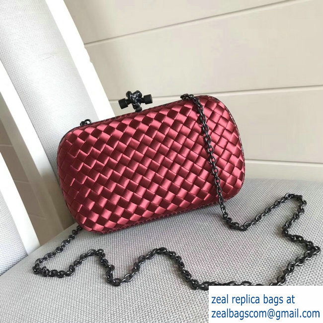 Bottega Veneta Intrecciato Chain Knot Clutch Bag red 2018 - Click Image to Close