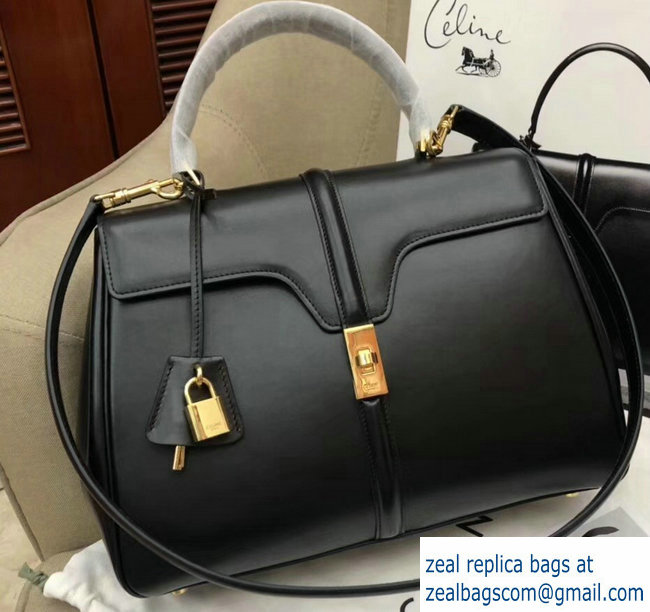 Celine Calfskin Medium 16 Bag Black 187373/187374 2019 - Click Image to Close