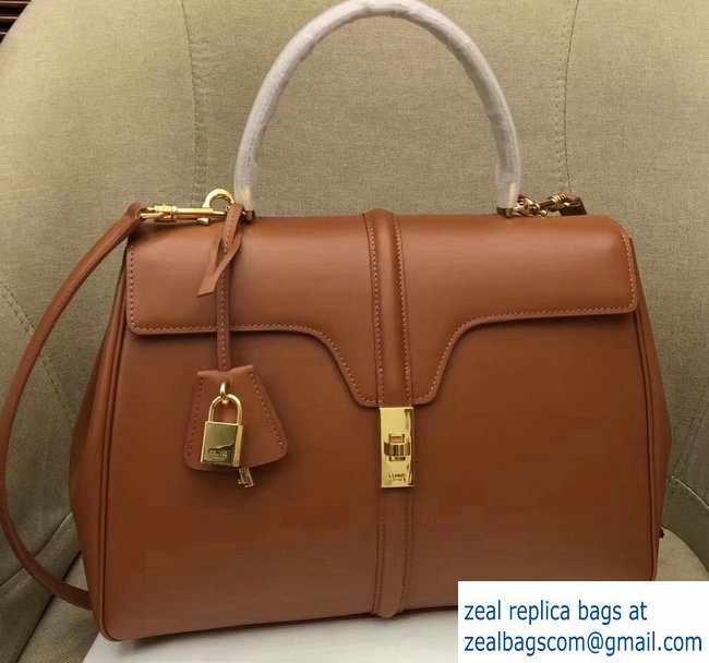 Celine Calfskin Medium 16 Bag Brown 187373/187374 2019 - Click Image to Close