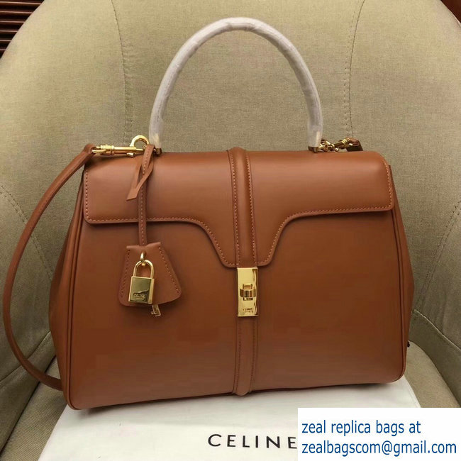 Celine Calfskin Medium 16 Bag Brown 187373/187374 2019 - Click Image to Close