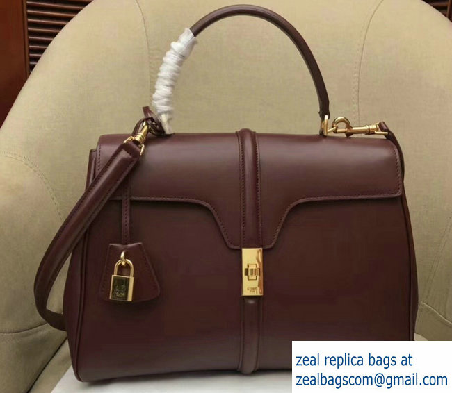 Celine Calfskin Medium 16 Bag Burgundy 187373/187374 2019 - Click Image to Close