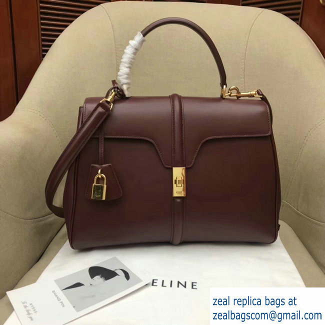 Celine Calfskin Medium 16 Bag Burgundy 187373/187374 2019