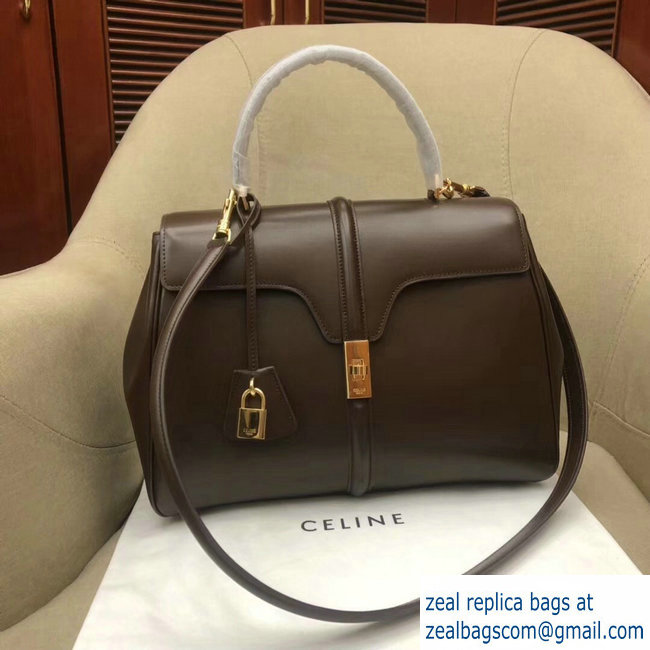 Celine Calfskin Medium 16 Bag Coffee 187373/187374 2019 - Click Image to Close