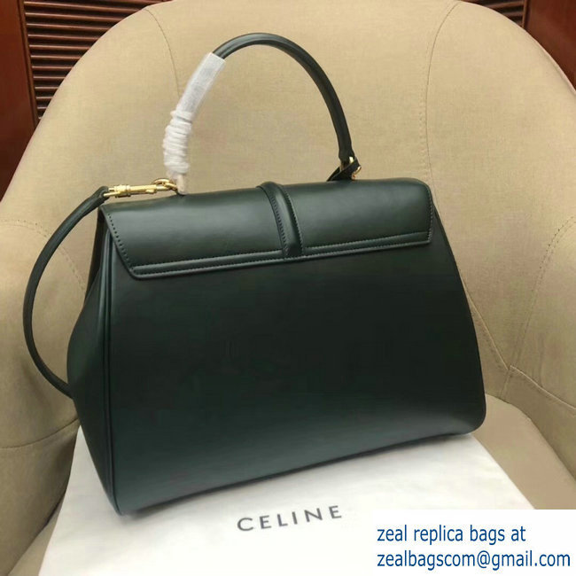 Celine Calfskin Medium 16 Bag Dark Green 187373/187374 2019 - Click Image to Close