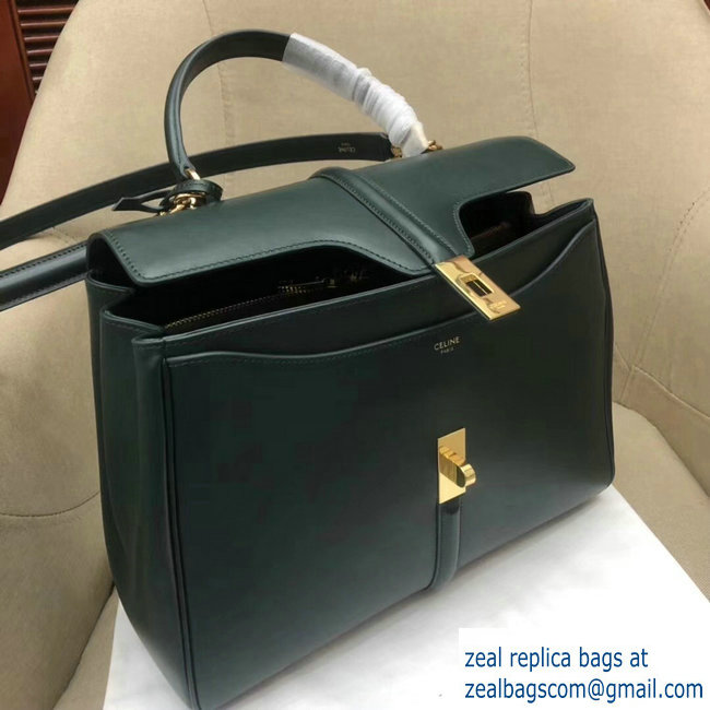 Celine Calfskin Medium 16 Bag Dark Green 187373/187374 2019 - Click Image to Close