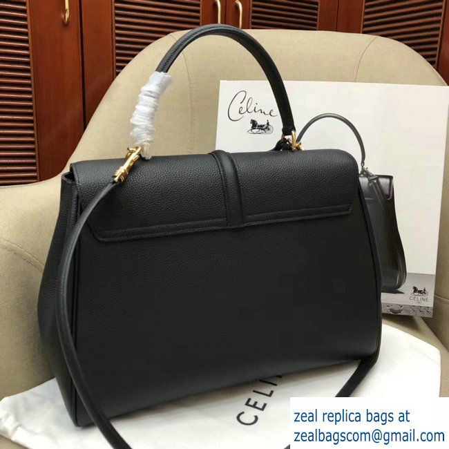 Celine Calfskin Medium 16 Bag Grained Black 187373/187374 2019