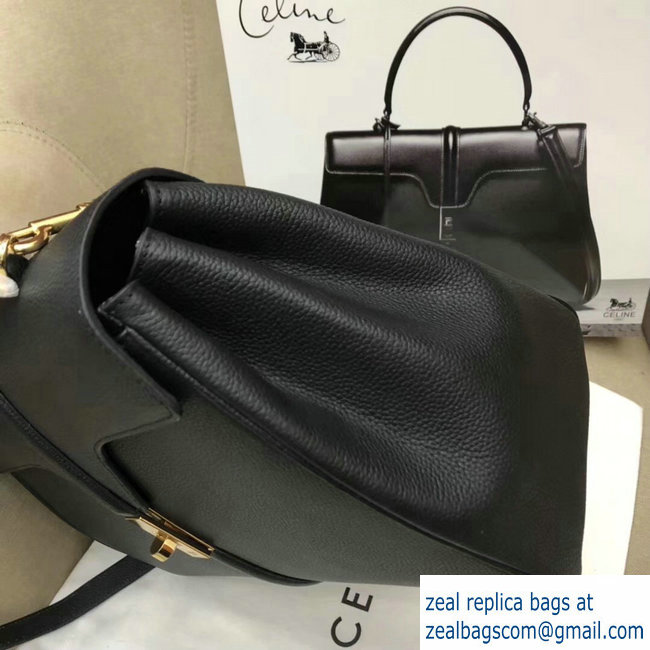 Celine Calfskin Medium 16 Bag Grained Black 187373/187374 2019 - Click Image to Close