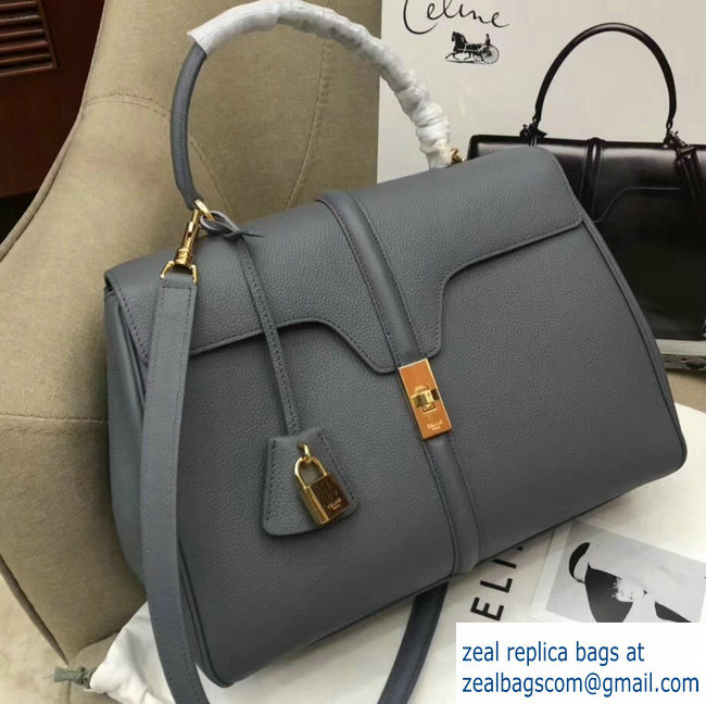 Celine Calfskin Medium 16 Bag Grained Gray 187373/187374 2019