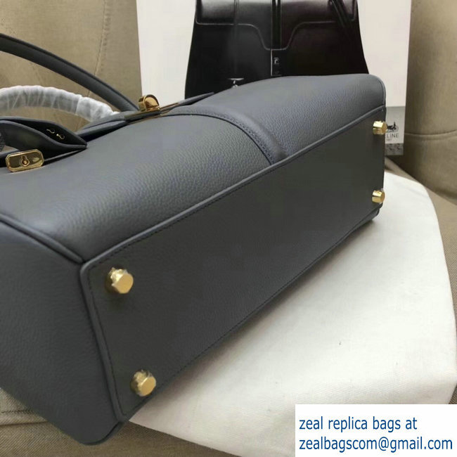 Celine Calfskin Medium 16 Bag Grained Gray 187373/187374 2019 - Click Image to Close
