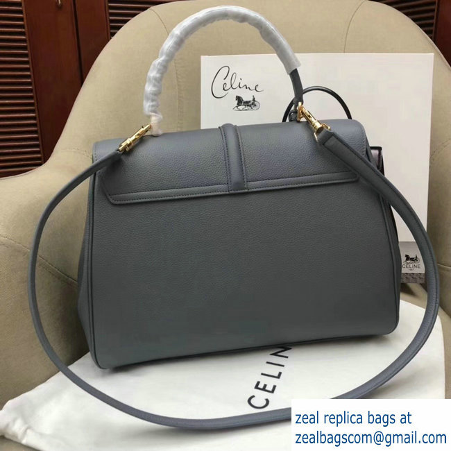 Celine Calfskin Medium 16 Bag Grained Gray 187373/187374 2019 - Click Image to Close