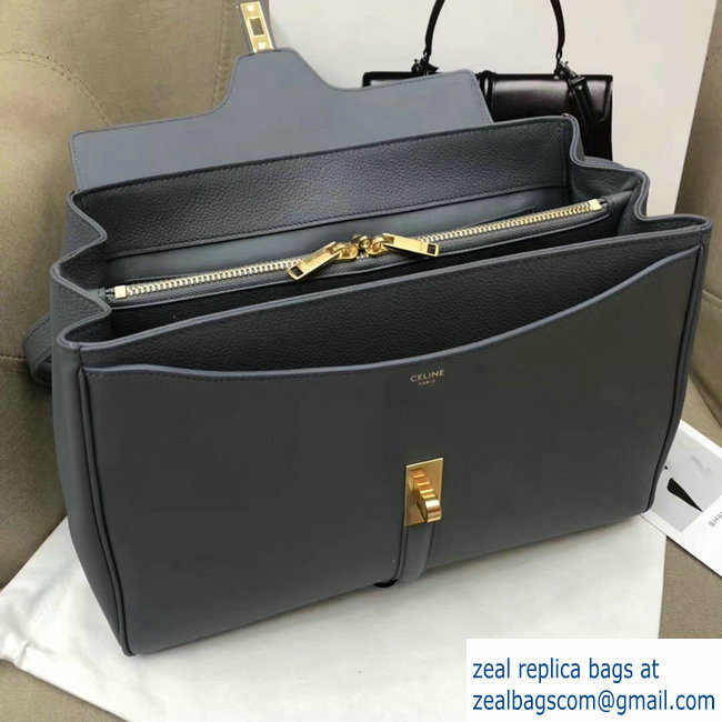 Celine Calfskin Medium 16 Bag Grained Gray 187373/187374 2019 - Click Image to Close