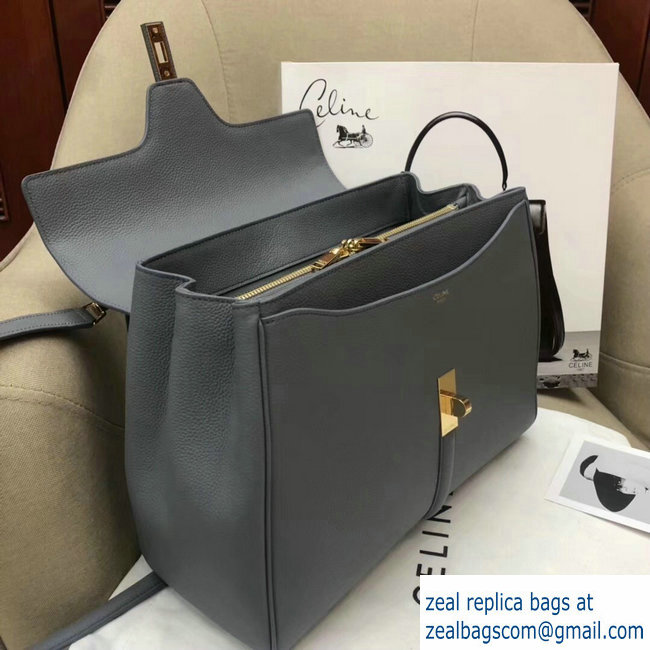 Celine Calfskin Medium 16 Bag Grained Gray 187373/187374 2019