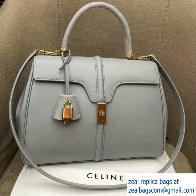 Celine Calfskin Medium 16 Bag Pale Gray 187373/187374 2019 - Click Image to Close