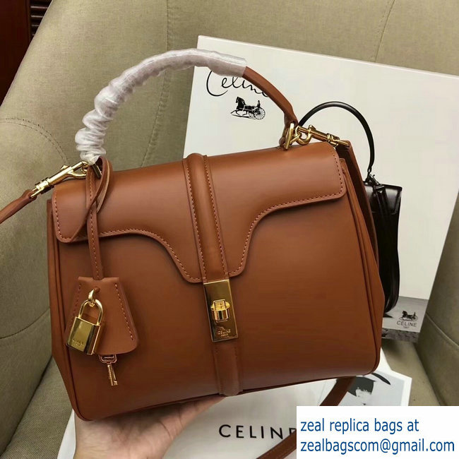 Celine Calfskin Small 16 Bag Brown 188003/188004 2019 - Click Image to Close