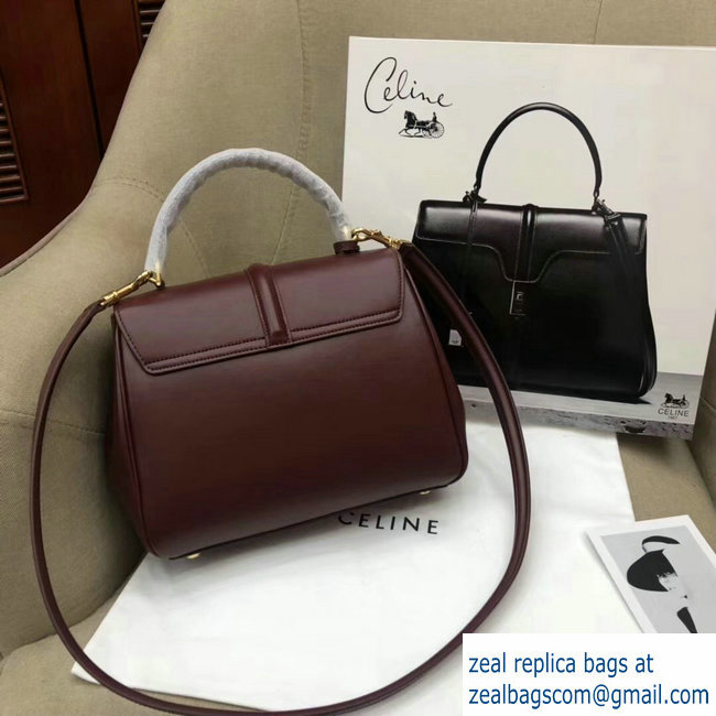 Celine Calfskin Small 16 Bag Burgundy 188003/188004 2019 - Click Image to Close