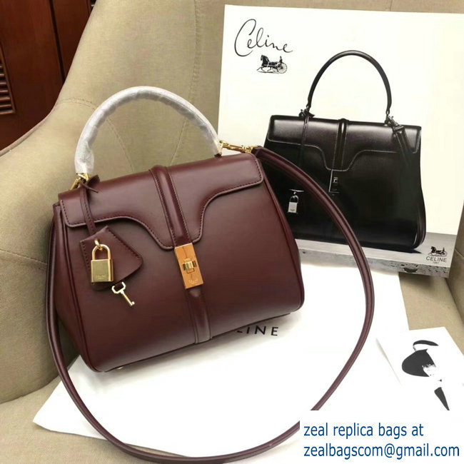 Celine Calfskin Small 16 Bag Burgundy 188003/188004 2019 - Click Image to Close