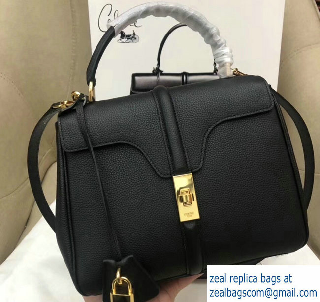 Celine Calfskin Small 16 Bag Grained Black 188003/188004 2019