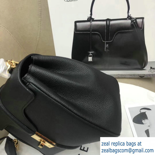 Celine Calfskin Small 16 Bag Grained Black 188003/188004 2019