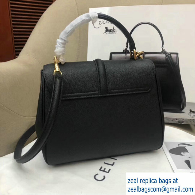 Celine Calfskin Small 16 Bag Grained Black 188003/188004 2019 - Click Image to Close