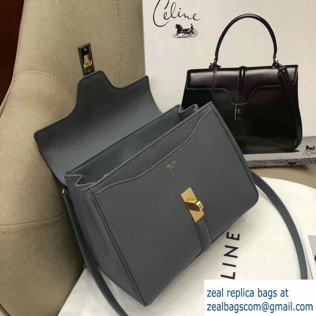 Celine Calfskin Small 16 Bag Grained Gray 188003/188004 2019