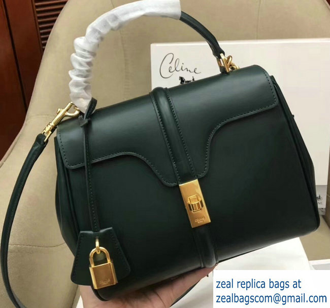 Celine Calfskin Small 16 Bag dark green 188003/188004 2019