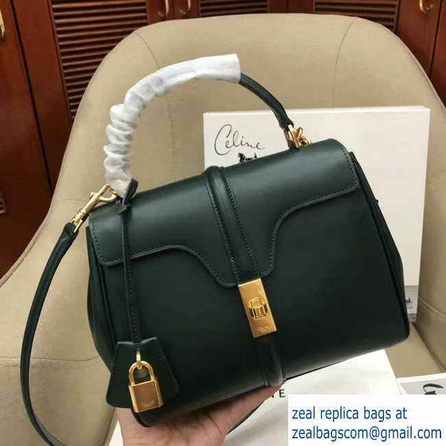 Celine Calfskin Small 16 Bag dark green 188003/188004 2019