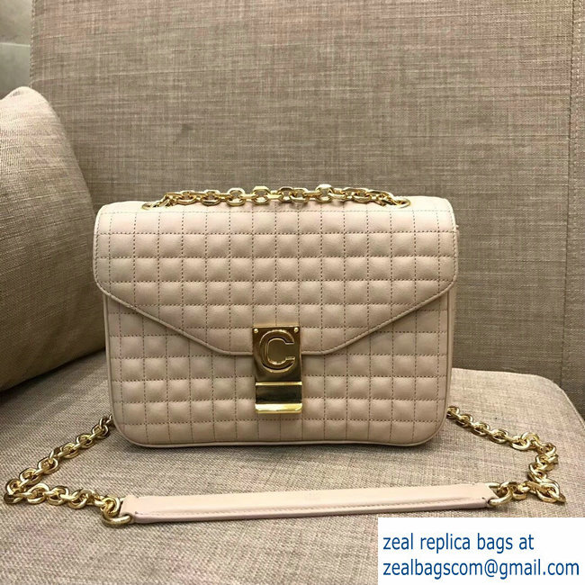 Celine Quilted Calfskin Medium C Bag Beige 187253 2018 - Click Image to Close