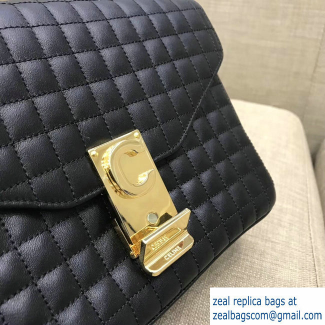 Celine Quilted Calfskin Medium C Bag Black 187253 2018 - Click Image to Close