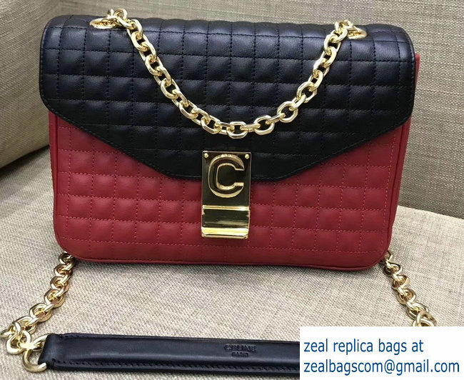 Celine Quilted Calfskin Medium C Bag Black/Red 187253 2018 - Click Image to Close