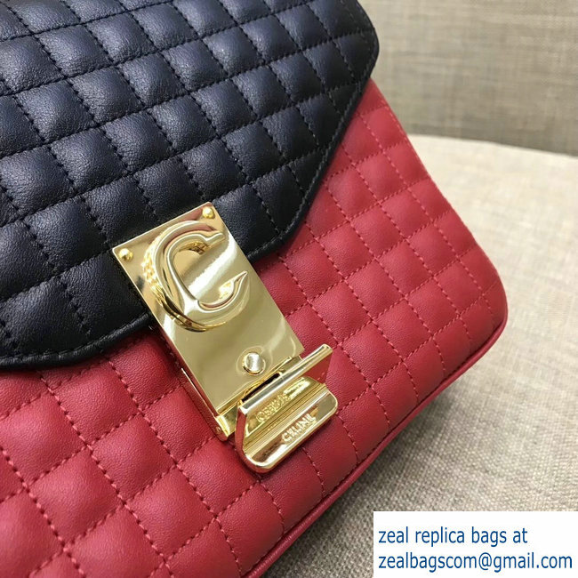 Celine Quilted Calfskin Medium C Bag Black/Red 187253 2018 - Click Image to Close