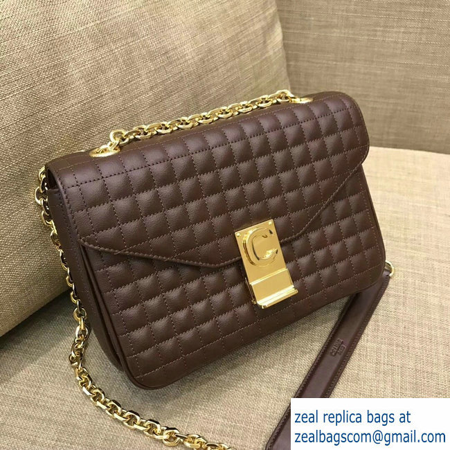 Celine Quilted Calfskin Medium C Bag Coffee 187253 2018 - Click Image to Close
